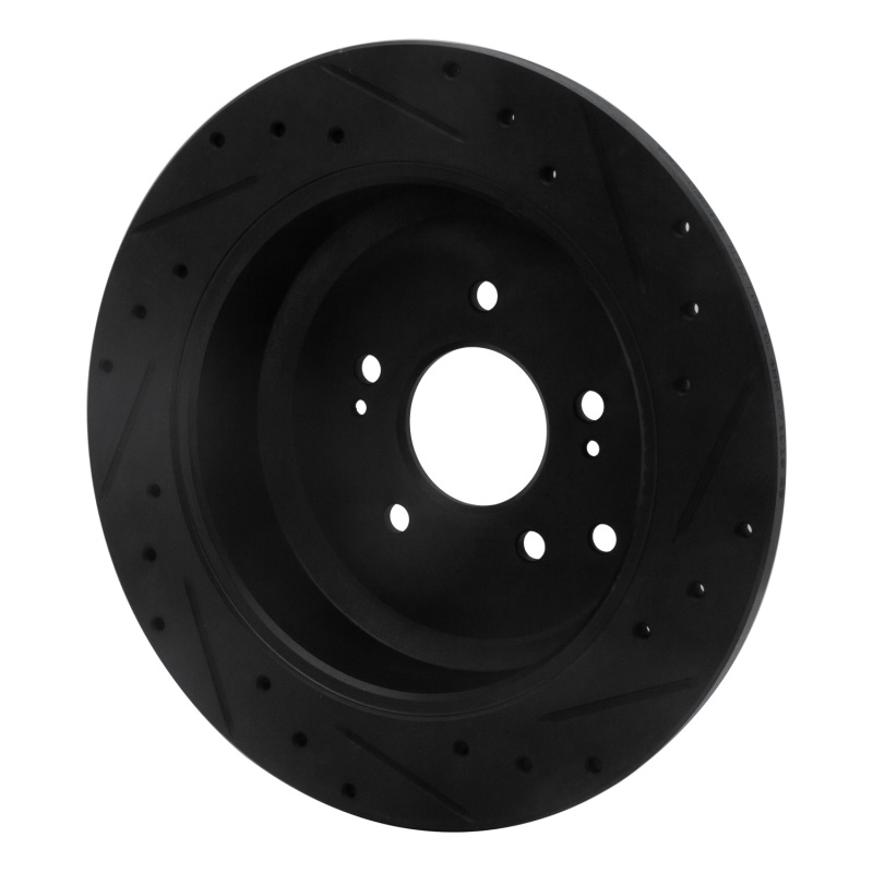 Hyundai Veracruz Brake Rotor (1) - Rear Left - R1 Concepts - Drilled & Slotted - Black - `07-`12